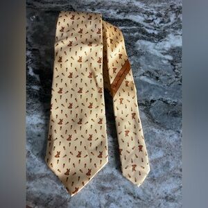 Salvatore Ferragamo Yellow Tie with Rabbit and carrot Design
